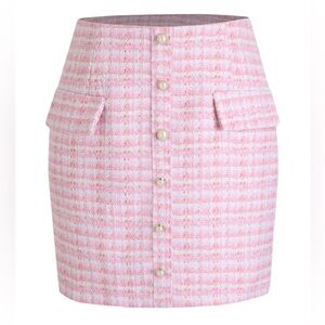 NWT Cider Pink Lady Tweed Button Up Mini Skirt Size XL